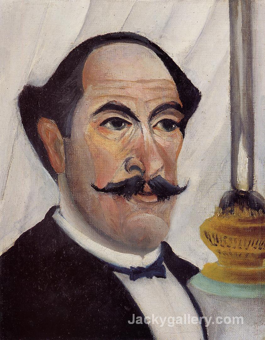 Self Portrait with a Lamp by Henri Rousseau paintings reproduction